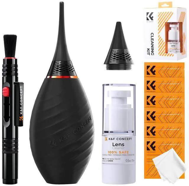 Main image of 10-in-1 Camera Lens Cleaning Kit for DSLR Camera Lens Filter Cell Phones with Advanced Silicone Air Blower*1+Short Nozzle*1+Long Nozzle*1+Cleaning Cloth*6+Cleaning Pen*1+15ML Cleaner*1