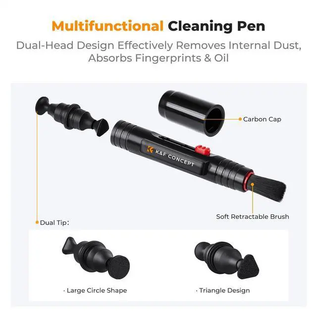 Alt view image 5 of 7 - 10-in-1 Camera Lens Cleaning Kit for DSLR Camera Lens Filter Cell Phones with Advanced Silicone Air Blower*1+Short Nozzle*1+Long Nozzle*1+Cleaning Cloth*6+Cleaning Pen*1+15ML Cleaner*1