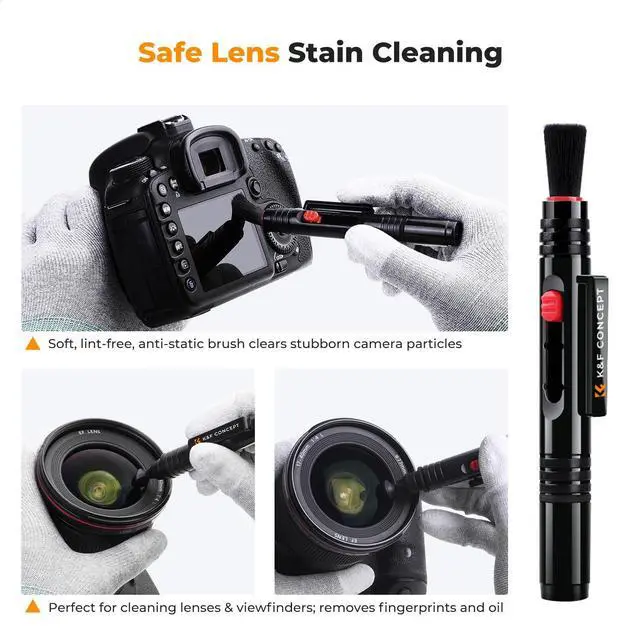 Alt view image 6 of 7 - 10-in-1 Camera Lens Cleaning Kit for DSLR Camera Lens Filter Cell Phones with Advanced Silicone Air Blower*1+Short Nozzle*1+Long Nozzle*1+Cleaning Cloth*6+Cleaning Pen*1+15ML Cleaner*1