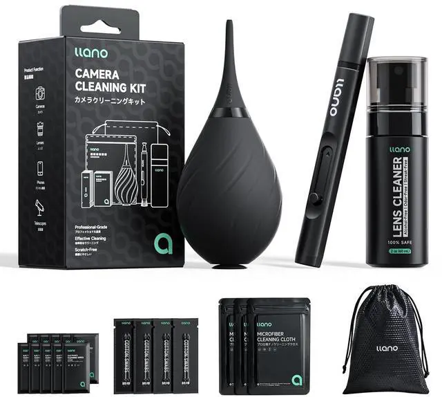 Main image of 7-in-1 Camera Lens Cleaning Kit with Cleaning Solution 60ml, Swab, Pen, Air Blower, Nano-Fiber Cloth, Wipes, Cleaning Kit for Computer PC MacBook iPhone Camera