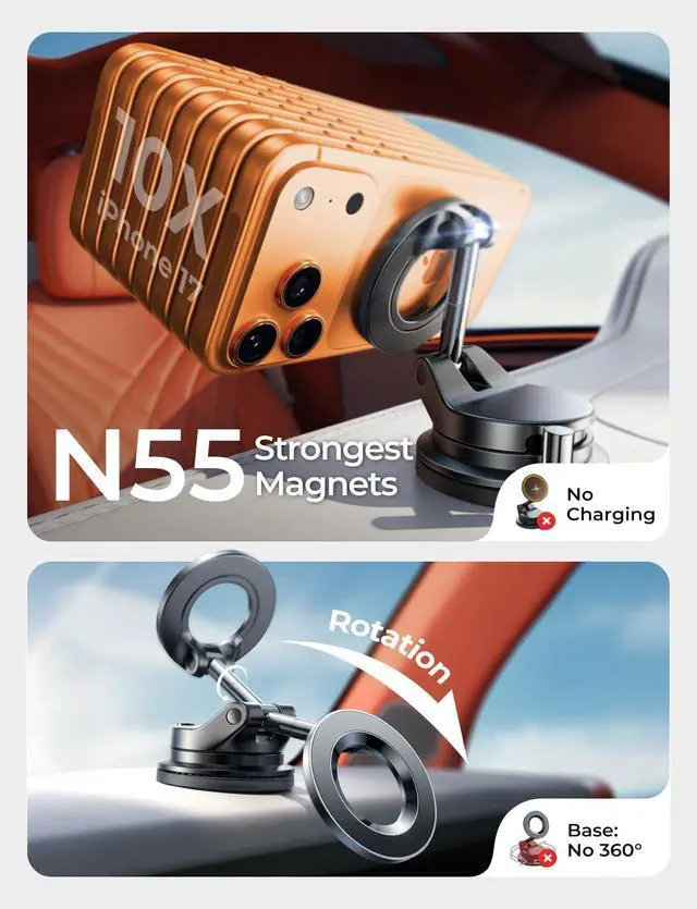 Alt view image 6 of 7 - for Magsafe Car Mount, Magnetic Phone Holder for Car, Strong Suction