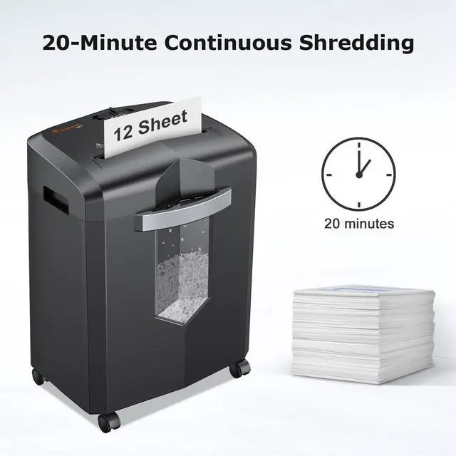 Alt view image 2 of 7 - 12-Sheet Micro Cut Shredders for Home Office, P-4 Security Level Paper Shredder for CD, Credit Card, Mails, Staple, Clip, with Jam-Proof System & 4.2 Gal Pullout Bin C266-B