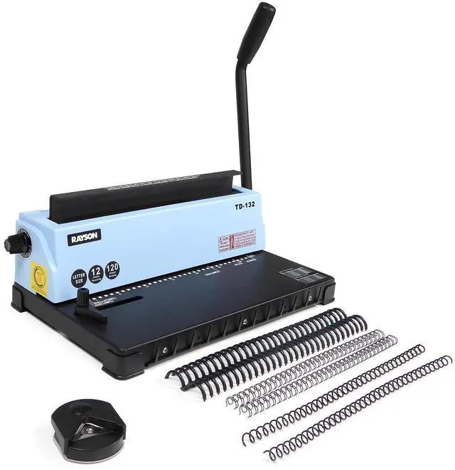 Main image of TD-132 Wire Binding Machine, 32-Hole Spiral Coil Binder, 3:1 Pitch, Punches 12 Sheets, Binds up to 120 Sheets, Sturdy Metal Construction