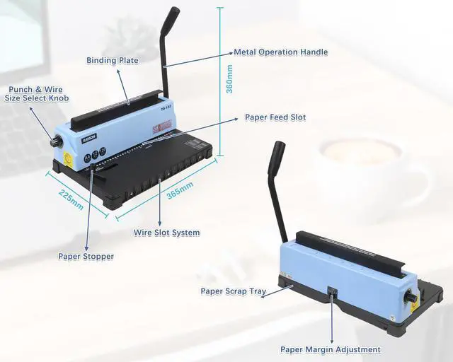 Alt view image 7 of 7 - TD-132 Wire Binding Machine, 32-Hole Spiral Coil Binder, 3:1 Pitch, Punches 12 Sheets, Binds up to 120 Sheets, Sturdy Metal Construction