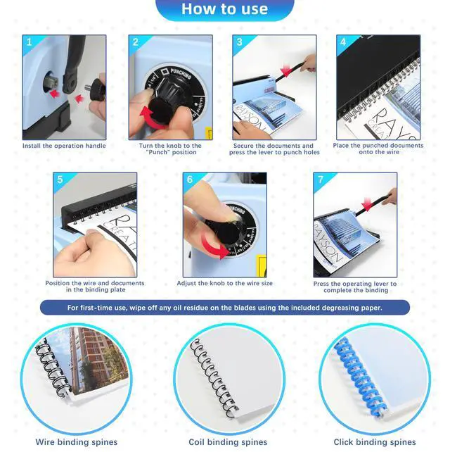 Alt view image 5 of 7 - TD-132 Wire Binding Machine, 32-Hole Spiral Coil Binder, 3:1 Pitch, Punches 12 Sheets, Binds up to 120 Sheets, Sturdy Metal Construction