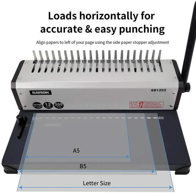 Alt view image 6 of 7 - SD1202 Comb Binding Machine, 19 Holes, Max Punching Letter Size, with Comb Set Binder for Daily Binding