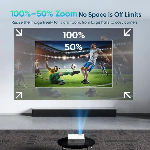 Alt view image 4 of 7 - Projector with WiFi and Bluetooth, Upgrade Outdoor Projector, Mini Movie Projector Supports 1080P Synchronize Smartphone Screen by WiFi/USB Cable for Home Entertainment (WiFi)