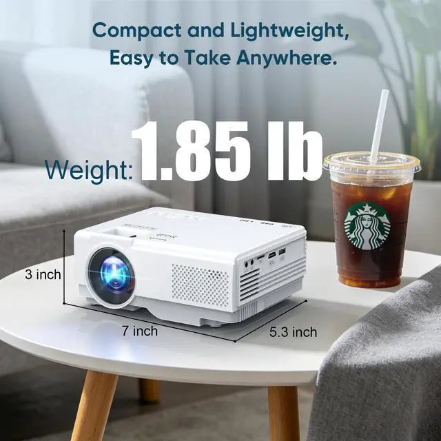 Alt view image 7 of 7 - Projector with WiFi and Bluetooth, Upgrade Outdoor Projector, Mini Movie Projector Supports 1080P Synchronize Smartphone Screen by WiFi/USB Cable for Home Entertainment (WiFi)