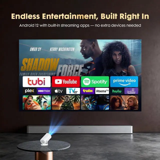 Alt view image 2 of 7 - Mini Projector with WiFi and Bluetooth, Portable Smart Projector with Auto Keystone Correction, 1080P Support, 180° Rotatable, HDMI USB Compatible