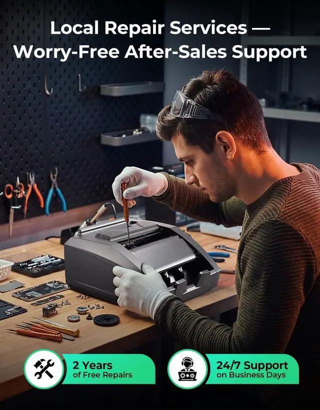 Alt view image 5 of 7 - BC009 Money Counter Machine with Value Count, MT/UV/MG/IR/DD/DBL/HLF/CHN Counterfeit Detection for Dollar/Euro Bill Counter, Add/Batch Mode Cash Counter, 1,300 Notes/Min, 2Y Manufacturer