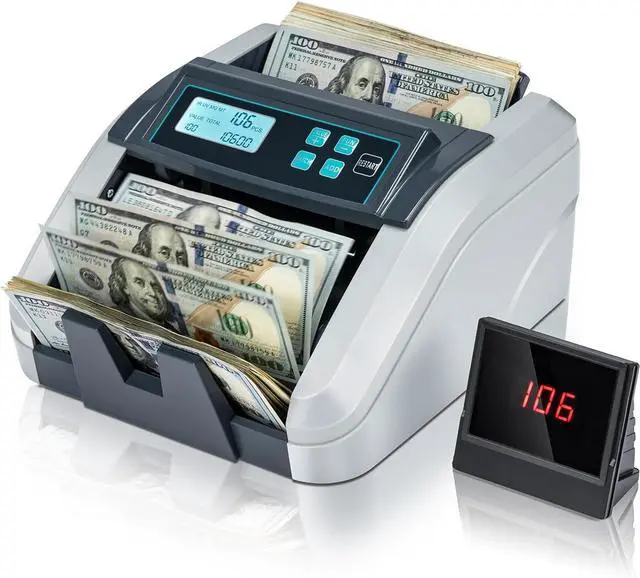Main image of IMC51 Money Counter Machine Count Value, Add+Batch/Add+ Value Mode Bill Counter, UV/MG/IR/MT Detection, USD only Cash Counter,1100 Bills/min, Money Counting Machine with LCD Display (Gray)