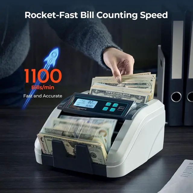 Alt view image 3 of 7 - IMC51 Money Counter Machine Count Value, Add+Batch/Add+ Value Mode Bill Counter, UV/MG/IR/MT Detection, USD only Cash Counter,1100 Bills/min, Money Counting Machine with LCD Display (Gray)