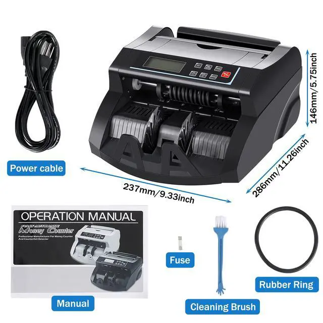 Alt view image 6 of 7 - Money Counter Machine Count Value for US Dollar only,UV/MG/MT/IR/DD Detection Bill Counter,Add+Batch/Add+Value Modes Money Counting Machine, Cash Counter with LCD Display