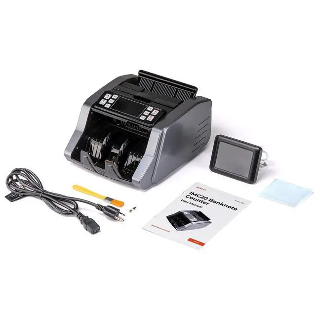 Alt view image 7 of 7 - IMC20 Money Counter Machine with Value Count, UV/MG/IR/MT Counterfeit Detection for Dollar/Euro Bill Counter, Add/Batch/Value Mode Cash Counter, LED External Display, 2 Years Warranty, Grey