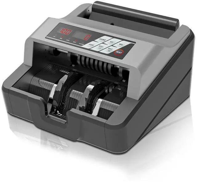 Main image of Portable Money Counter - Advanced UV/MG Counterfeit Detection, Fast & Accurate Dollar Bill Counting, 1,300 Bills/Min, User-Friendly, Durable 24/7 Operation, 2-Year Warranty, Black & Gray