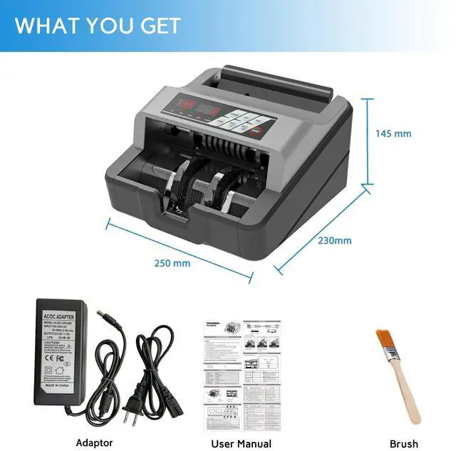 Alt view image 4 of 6 - Portable Money Counter - Advanced UV/MG Counterfeit Detection, Fast & Accurate Dollar Bill Counting, 1,300 Bills/Min, User-Friendly, Durable 24/7 Operation, 2-Year Warranty, Black & Gray