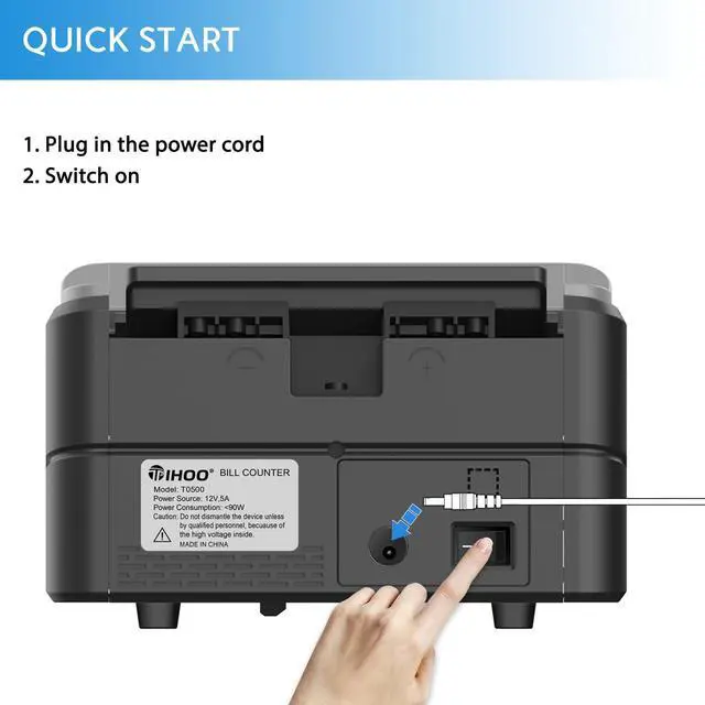 Alt view image 6 of 6 - Portable Money Counter - Advanced UV/MG Counterfeit Detection, Fast & Accurate Dollar Bill Counting, 1,300 Bills/Min, User-Friendly, Durable 24/7 Operation, 2-Year Warranty, Black & Gray