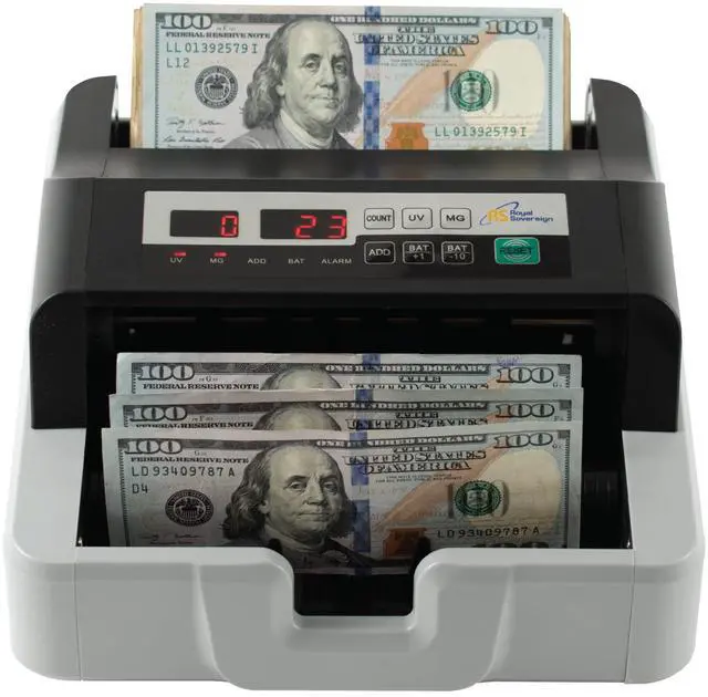 Main image of USD High Speed Bill Counter with UV/MG Counterfeit Detection, High Volume Money Counter, Add and Batch Mode (RBC-100N)