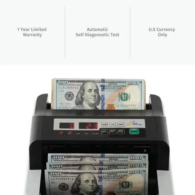 Alt view image 3 of 5 - USD High Speed Bill Counter with UV/MG Counterfeit Detection, High Volume Money Counter, Add and Batch Mode (RBC-100N)