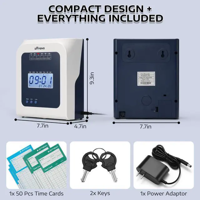 Alt view image 5 of 6 - Thermal Time Clock for Employees Small Business, No Ink Ribbons or Network Needed, in/Out Time Attendance Machine with 50 Time Cards, White