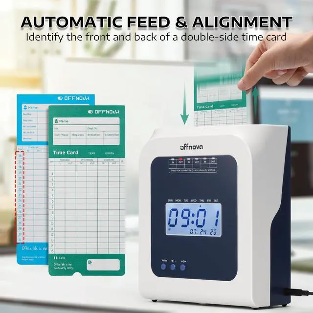 Alt view image 2 of 6 - Thermal Time Clock for Employees Small Business, No Ink Ribbons or Network Needed, in/Out Time Attendance Machine with 50 Time Cards, White