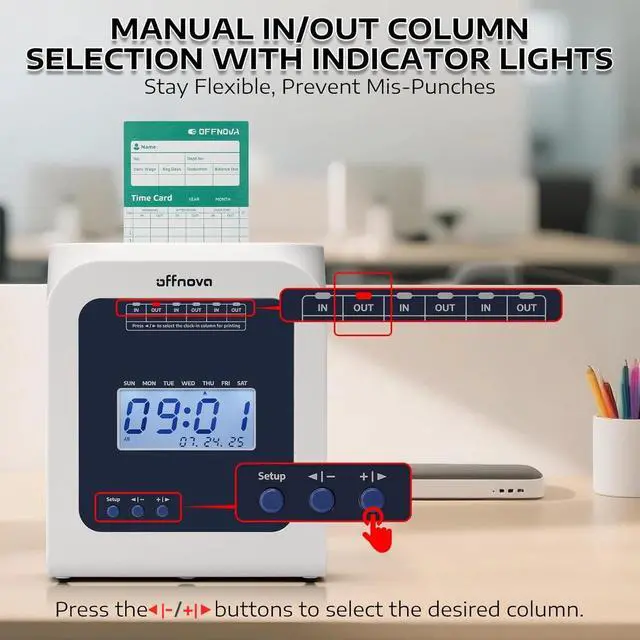 Alt view image 6 of 6 - Thermal Time Clock for Employees Small Business, No Ink Ribbons or Network Needed, in/Out Time Attendance Machine with 50 Time Cards, White