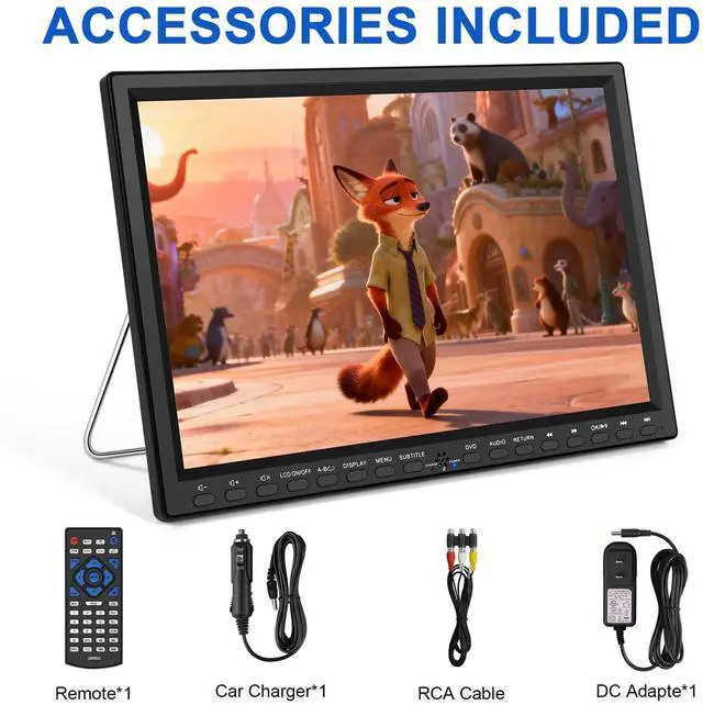 Alt view image 7 of 7 - Car DVD Player, 14.1 Large Screen Portable DVD Player Support Headrest Mount, 720P MP4 Video, USB/SD 500G, Region Free, AV in/Out, High Volume Speaker