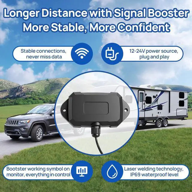 Alt view image 5 of 7 - RV Tire Pressure Monitoring System, Gen 2 Tire Pressure Monitor with Color LCD Display, TPMS with 4 Sensors for Travel Trailer/5th Wheel/Camper, 0-87PSI with 120ft Transmission Distance