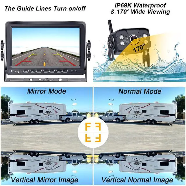 Alt view image 6 of 7 - RV Backup Camera Wireless Plug and Play: Pre-Wired for Furrion System Recording Wide View Rear View Camera Clear Night Vision HD 1080P 7'' Touch Key Monitor for Trailer Camper Motorhome Yakry Y27-N