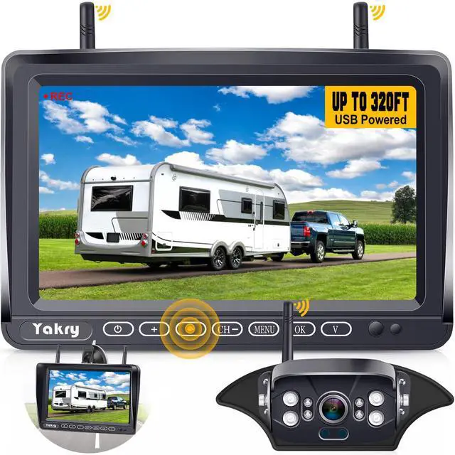 Main image of RV Backup Camera Wireless Plug and Play: Pre-Wired for Furrion System Recording Wide View Rear View Camera Clear Night Vision HD 1080P 7'' Touch Key Monitor for Trailer Camper Motorhome Yakry Y27-N