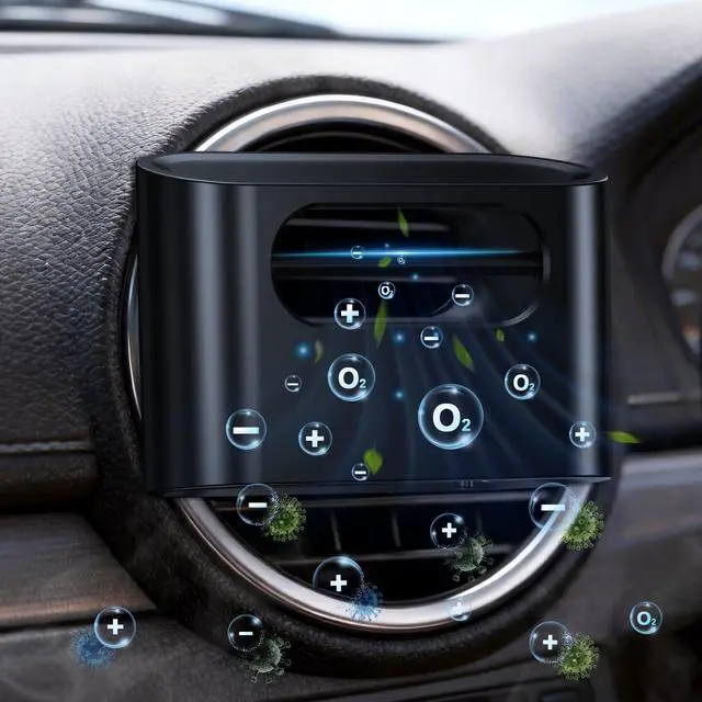 Main image of Mini Car Air Purifier Ionizer - Filterless Bipolar Plasma Ion Tech for Smoke Smell & Pet Odor - Whisper-Quiet & Compact - Clips onto Car Air Vent - Car Air Cleaner by Yakry