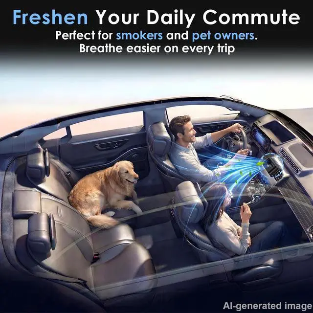 Alt view image 6 of 7 - Mini Car Air Purifier Ionizer - Filterless Bipolar Plasma Ion Tech for Smoke Smell & Pet Odor - Whisper-Quiet & Compact - Clips onto Car Air Vent - Car Air Cleaner by Yakry