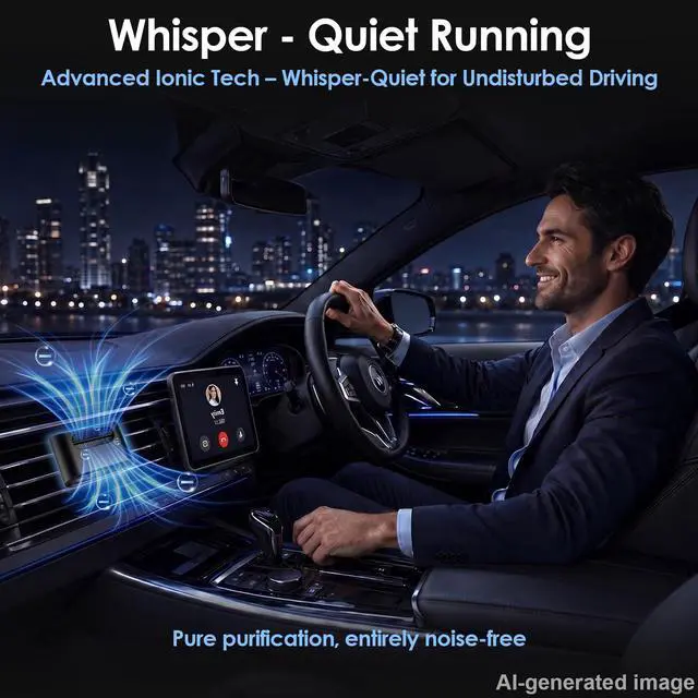 Alt view image 7 of 7 - Mini Car Air Purifier Ionizer - Filterless Bipolar Plasma Ion Tech for Smoke Smell & Pet Odor - Whisper-Quiet & Compact - Clips onto Car Air Vent - Car Air Cleaner by Yakry