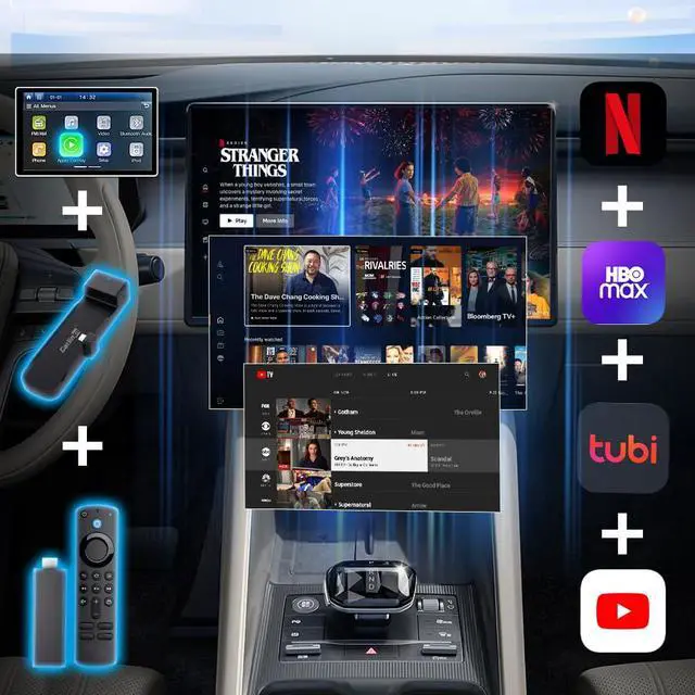Alt view image 3 of 7 - FireDrive Link Pro - Stream Fire TV Stick in Your Car via Wired CarPlay Conversion, Perfect for Long Drives and Road Trips, Compatible with Wired CarPlay Vehicles(Not Included TV Stick!)