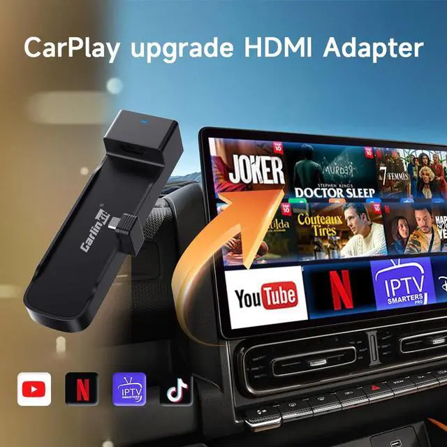 Alt view image 2 of 7 - FireDrive Link Pro - Stream Fire TV Stick in Your Car via Wired CarPlay Conversion, Perfect for Long Drives and Road Trips, Compatible with Wired CarPlay Vehicles(Not Included TV Stick!)