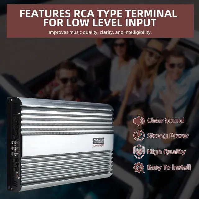 Alt view image 3 of 7 - Car Amplifier 4 Channel,Amplifier Car Audio,3200W Car Amp Full Range | 12V 4ch Amp Car Stereo Power Amp for Sub,Multichannel Amplifier System