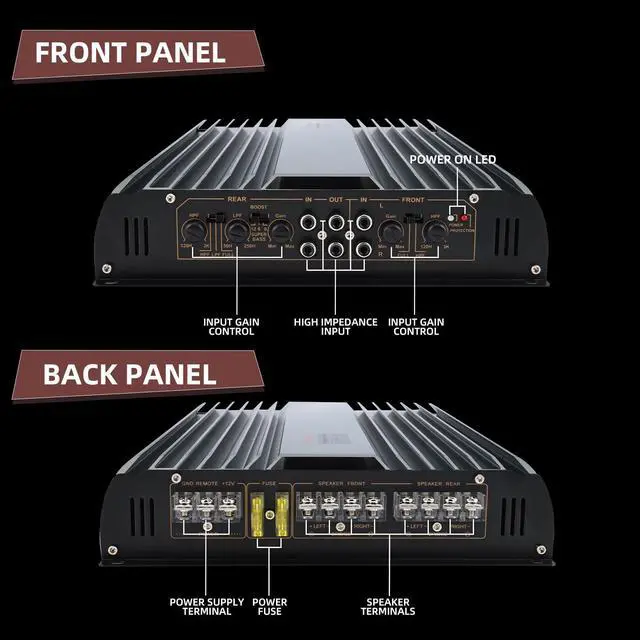 Alt view image 6 of 7 - Car Amplifier 4 Channel,Amplifier Car Audio,3200W Car Amp Full Range | 12V 4ch Amp Car Stereo Power Amp for Sub,Multichannel Amplifier System