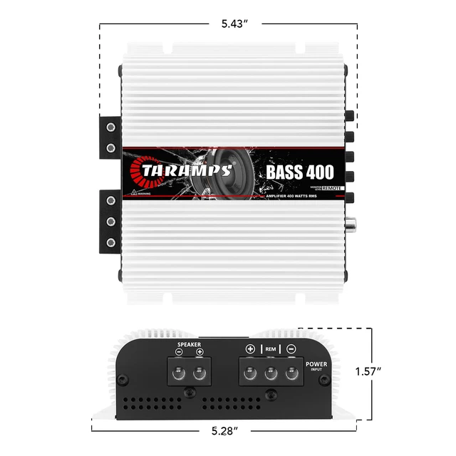 Alt view image 6 of 7 - Taramps BASS 400 2 Ohms 400W RMS Monoblock Subwoofer Car Audio Amplifier OEM RADIO READY: High-Level and RCA inputs, variable LPF and parametric Bass Boost deliver precise low-frequency control