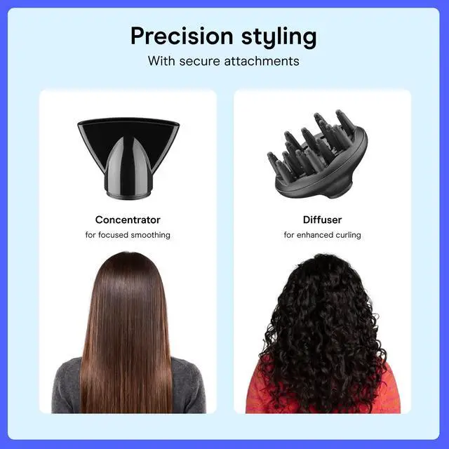 Alt view image 3 of 7 - InfinitiPRO Hair Dryer with Diffuser & Concentrator, 1875W, Black