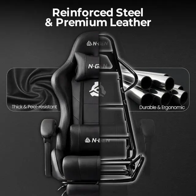 Alt view image 7 of 7 - Video Gaming Chair with Footrest Lumbar Support for Home Office High Back Recliner Height Adjustable Ergonomic Comfy Leather Computer Desk Chair (Black)