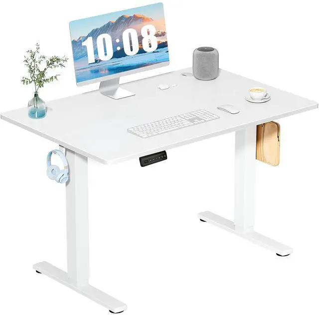 Main image of 40 Inch Electric Standing Desk Height Adjustable, Sit to Stand Up Computer Workstations Work PC Table Home Office Study Writing Gaming Desks with Memory Presets for Walking Pad, Bedroom, White