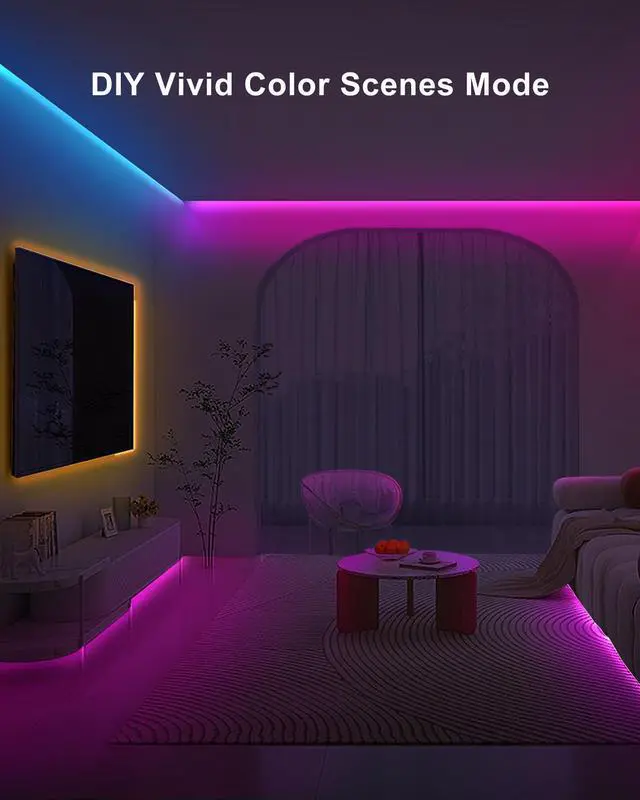 Alt view image 5 of 7 - 32.8ft Bluetooth RGB COB Led Strip Lights with Remote, Dimmable Smart App Led COB Light Strip, Color Changing Music Sync, Indoor RGB Led Lights for Bedroom, Home Decor, Party