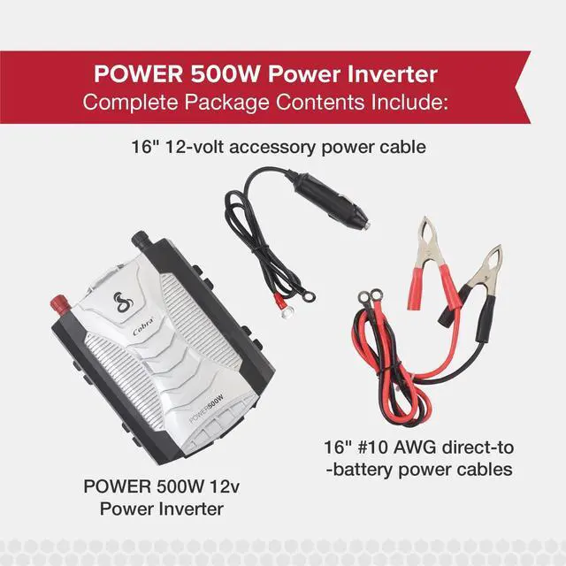 Alt view image 5 of 6 - Cobra POWER 500W Power Inverter, Portable 500-Watt Car Charger, 2 Grounded AC Outlets, 2 Fast Charge USB Ports and Remote Controller (CPIALCDG1) Compatible