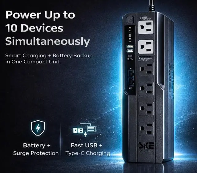 Alt view image 4 of 7 - SKE 425VA/240W UPS Battery Backu Surge Protector for Computer UPS Battery Backup Uninterruptible Power Supply, VL425
