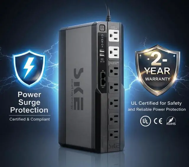 Alt view image 5 of 7 - SKE 425VA/240W UPS Battery Backu Surge Protector for Computer UPS Battery Backup Uninterruptible Power Supply, VL425