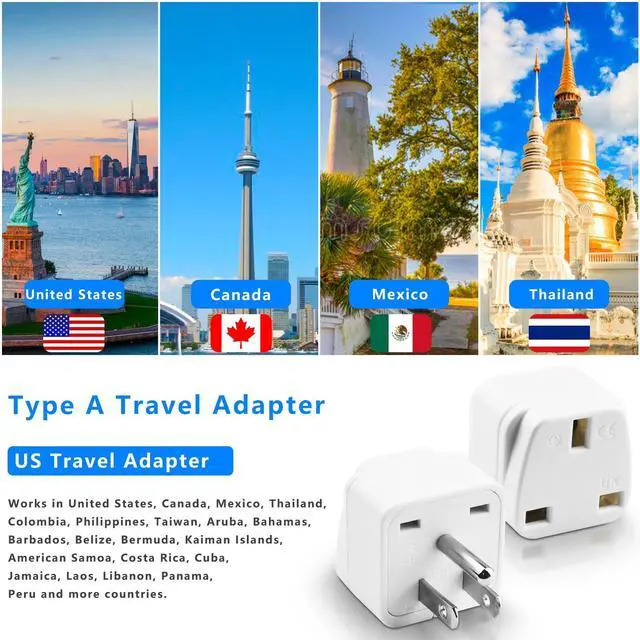Alt view image 4 of 7 - UK to US Plug Adapter, OFOAEEA 2 Pack UK to US Adapter, UK to USA America Plug Adapter, US Plug Adapter, for United Kingdom Singapore Malaysia UAE Ireland Malta Hongkong (Type B)