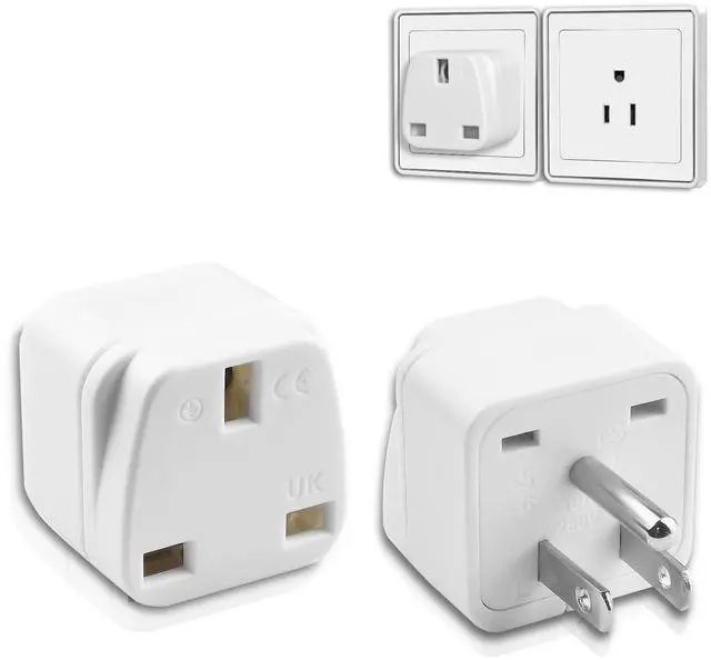 Main image of UK to US Plug Adapter, OFOAEEA 2 Pack UK to US Adapter, UK to USA America Plug Adapter, US Plug Adapter, for United Kingdom Singapore Malaysia UAE Ireland Malta Hongkong (Type B)