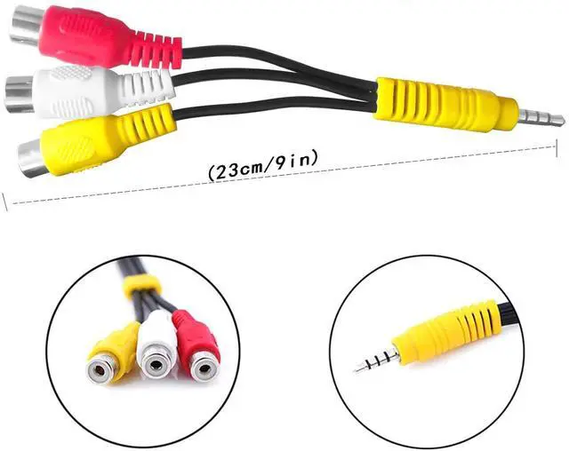 Alt view image 3 of 3 - AV Adapter, Video AV Component Adapter Cable Replacement for TCL TV, 3 RCA to AV Input Adapter - 23CM/9in