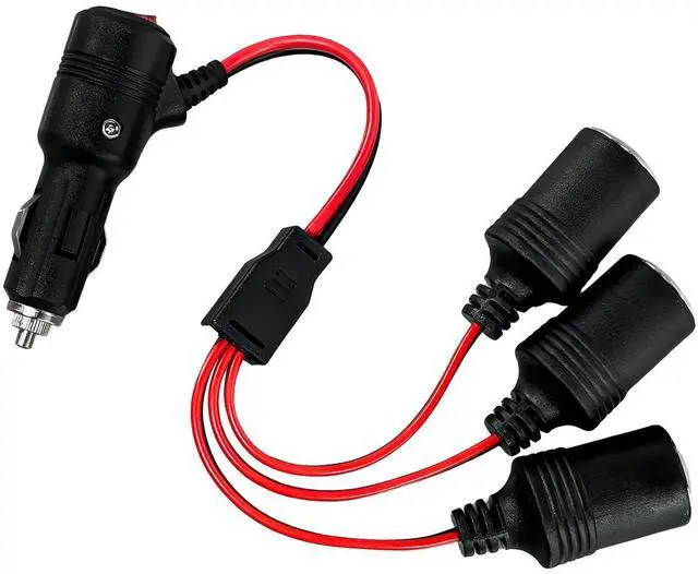 Main image of Car Cigarette Lighter Splitter, 1 to 3 Car Cigarette Lighter 12V 24V Splitter Adapter with 15A Fuses, 3-Way Cigarette Lighter Extension Cord with On/Off Switch