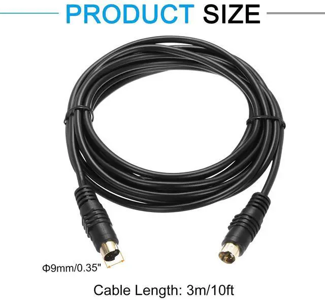 Alt view image 2 of 5 - S Video Cable 10ft, 4 Pin S-Video Cable Male to Male Gold Plated Connector Transfer for TV Receiver Monitor S-VHS VCR DVD